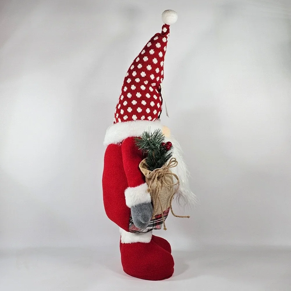 Holiday Time Floor Standing Gnome Expandable Christmas Decor Red Plaid 41